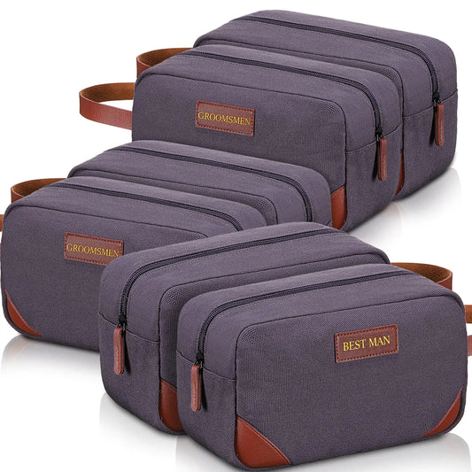 Eccliy Groomsmen Gift Set – 6 Toiletry Bags for Men (Gray)
