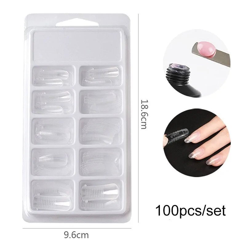 500pcs Natural Clear False Acrylic Nail Tips - Full/Half Cover Tips - Trendy Home Mart