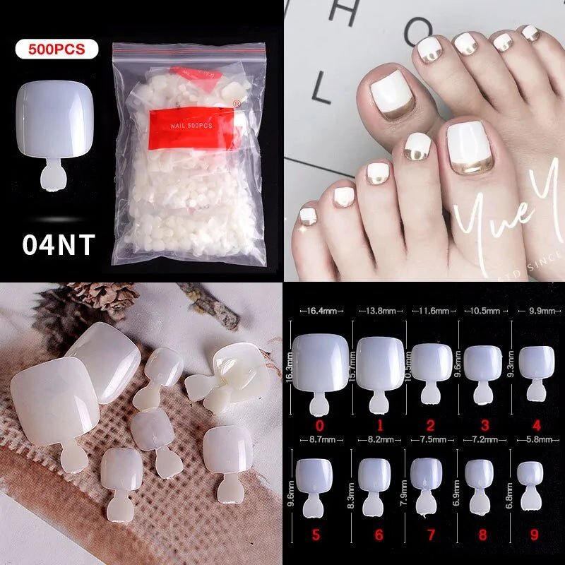 500pcs Natural Clear False Acrylic Nail Tips - Full/Half Cover Tips - Trendy Home Mart