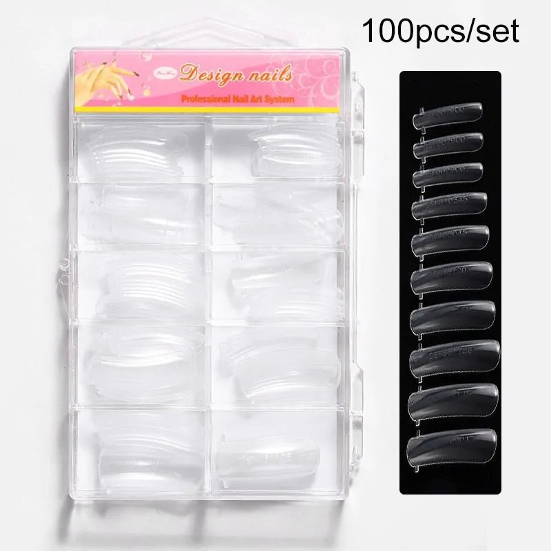 500pcs Natural Clear False Acrylic Nail Tips - Full/Half Cover Tips - Trendy Home Mart