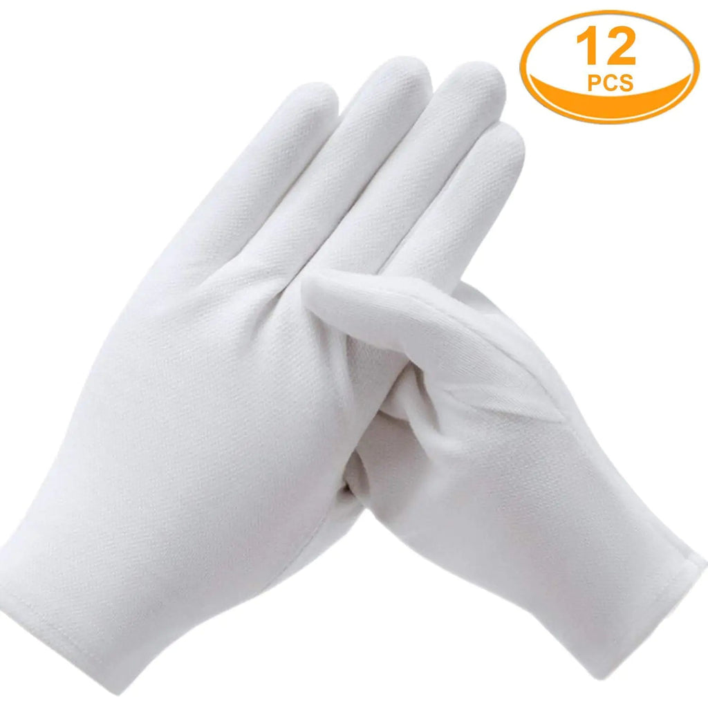 6 Pairs White Cotton Gloves for Dry Hands Eczema SPA Moisturizing - Work Glove Liners for Serving Costume Inspection 6 Pairs - Trendy Home Mart