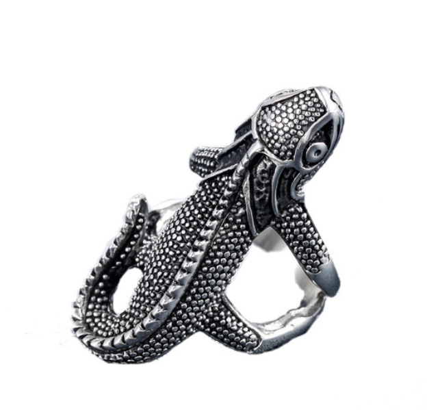 Titanium Steel Wolf Head Ring - Retro Men's Jewelry