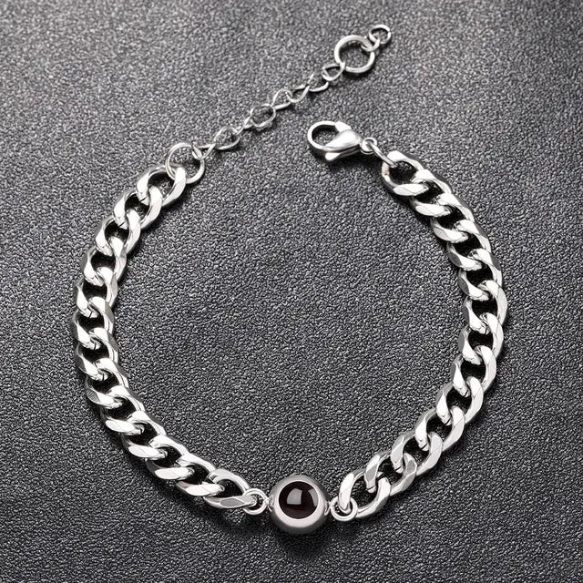 Titanium Steel  Bracelet With Picture Cuban