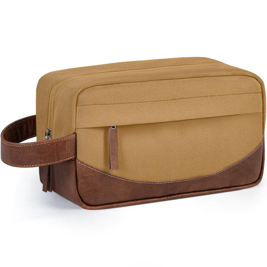 Ezday Hanging Toiletry Bag for Men – Large Capacity Travel Kit (Brown)