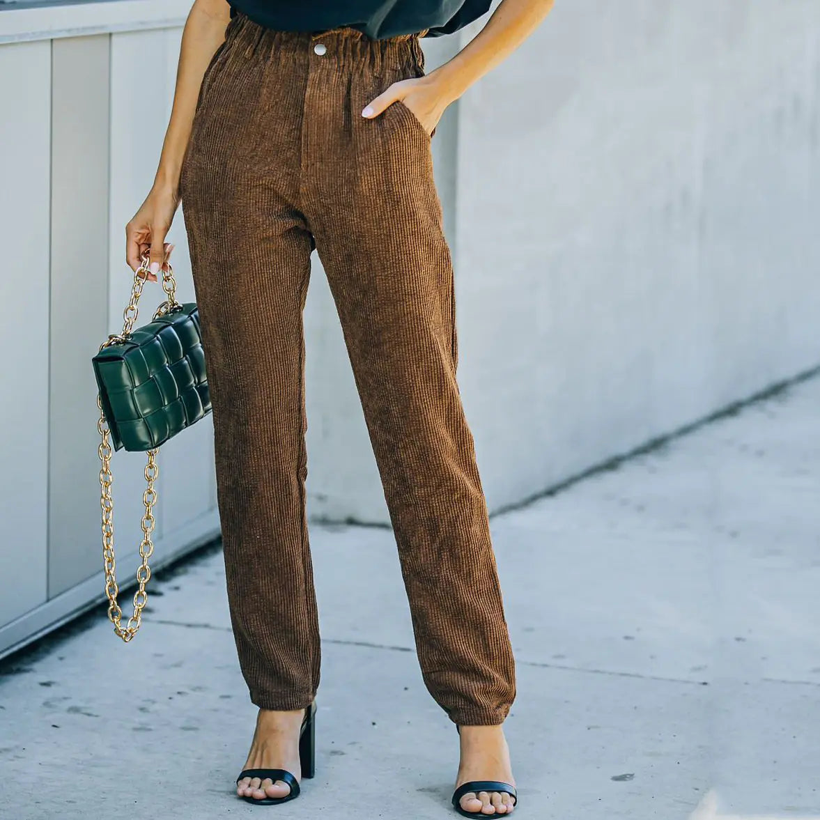 Women's Solid Color Casual Corduroy Pants