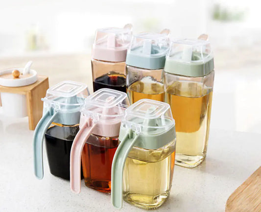 Kitchen Utensils and Glass Spice Bottle Set