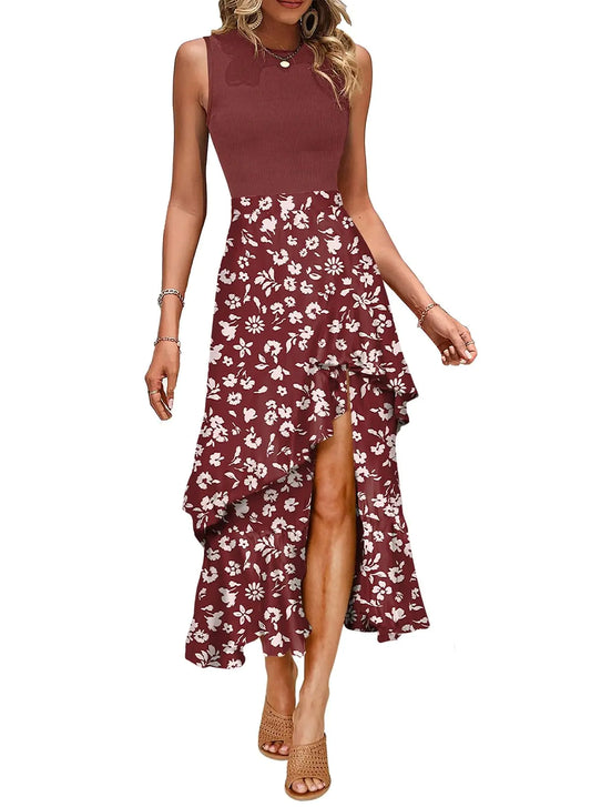 Boho Maxi Summer Dress – Floral Red Beach & Casual 2025
