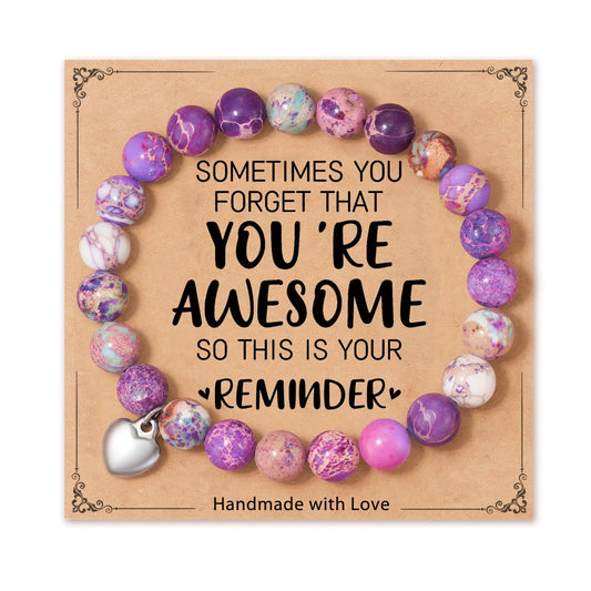 HGDEER Heart Bracelet – Natural Stone Inspirational Gift for Women