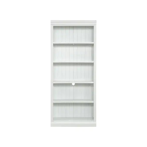 5-Tier Solid Wood Bookshelf – Adjustable Freestanding Storage (White)
