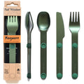 FULL WINDSOR - MAGWARE Magnetic Stainless Steel Kitchen Utensils Set - Travel Utensils for Camping Cooking and Outdoor Dining - Knife Fork & Spoon - Compact Camping Cutlery - Green (3 PCS)