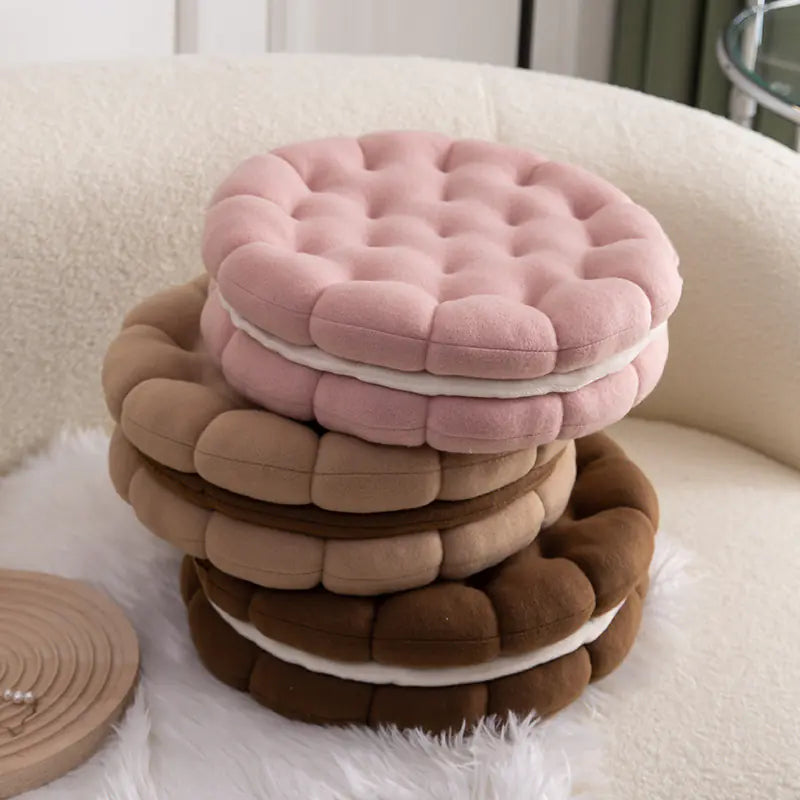 Simulation Biscuit Cushion – Plush Sofa Pillow