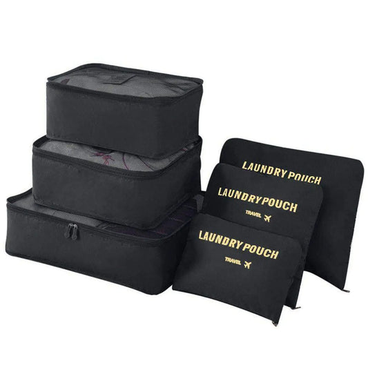 Fxkoolr Packing Cubes – 6 Piece Luggage Organizer Set (Black)
