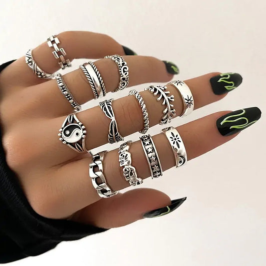 Juego de anillos retro boho
