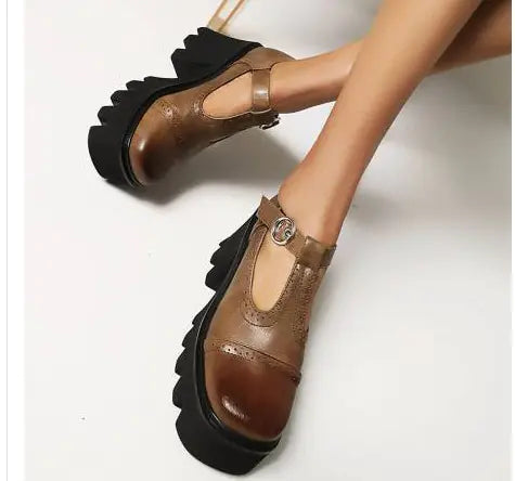 Round Toe Buckle Thick-Soled Casual Women's Shoes