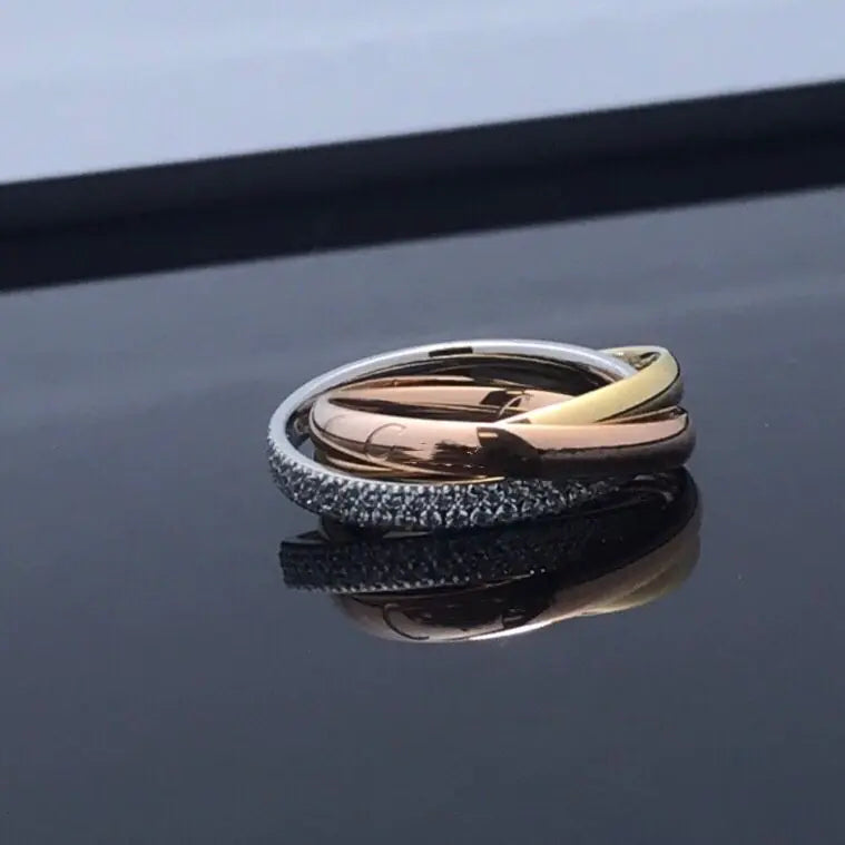 Diamond Couple Rings – Trend Cross Three-Ring Design (3 Colors)