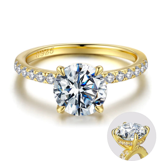 SMILEST 2ct CZ Engagement Ring – 14K Gold Plated Sterling Silver
