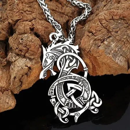 Collier pendentif dragon viking