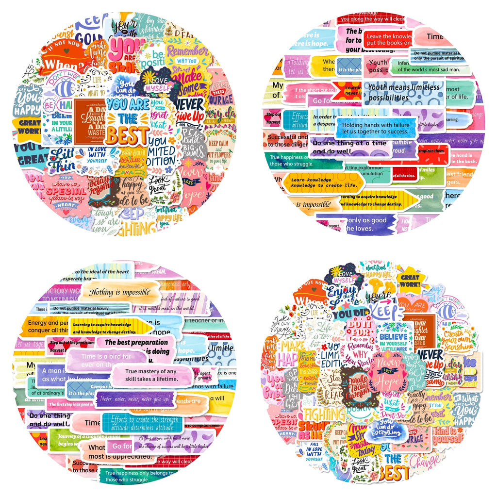 100 Inspirational Stickers Watercolor Pastel Inspirational Text Kids Teen Adults Water Bottle Laptop Cell Phone Guitar Scrapbooking Thin Helmet Vinyl Stickers（ Inspirational ）