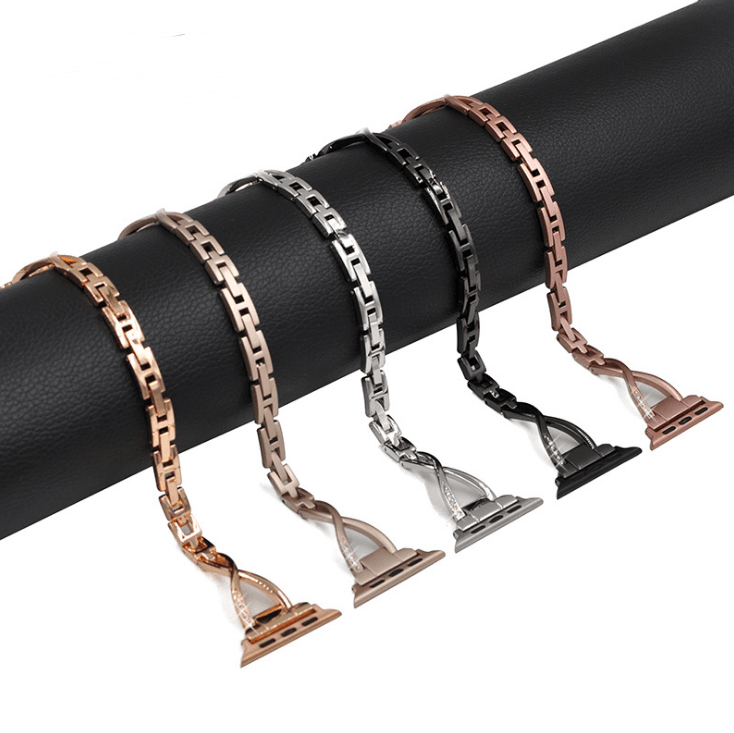 Apple Watch Band X-Type Stainless Steel with Diamonds - Trendy Home Mart