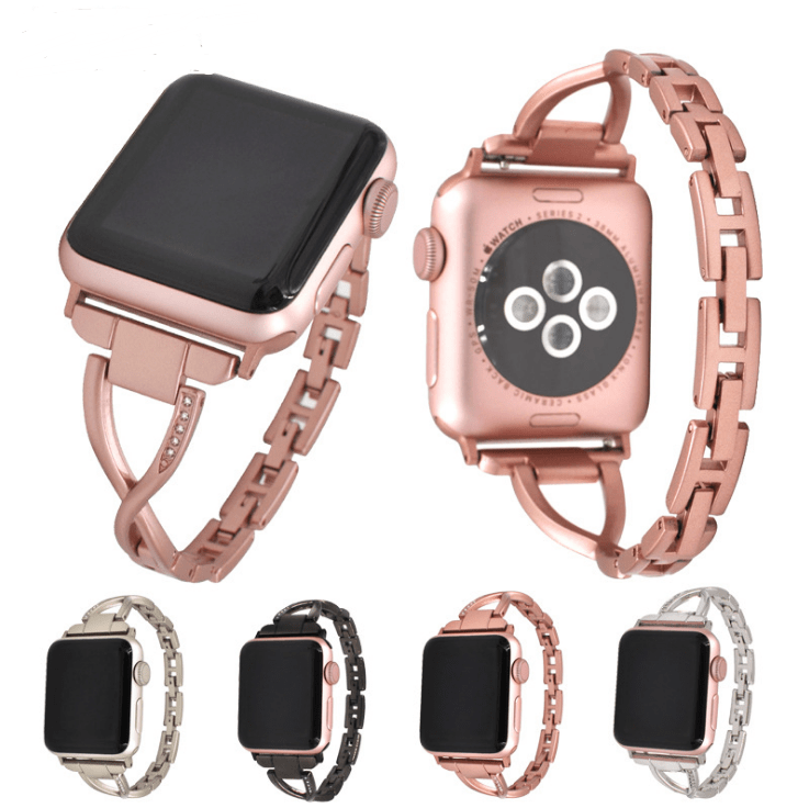 Apple Watch Band X-Type Stainless Steel with Diamonds - Trendy Home Mart