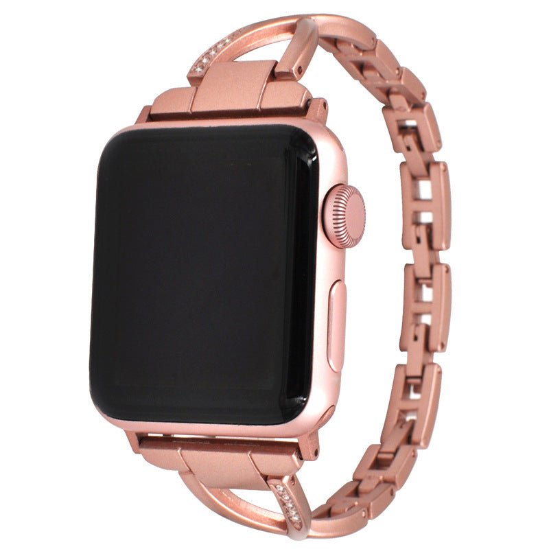 Apple Watch Band X-Type Stainless Steel with Diamonds - Trendy Home Mart