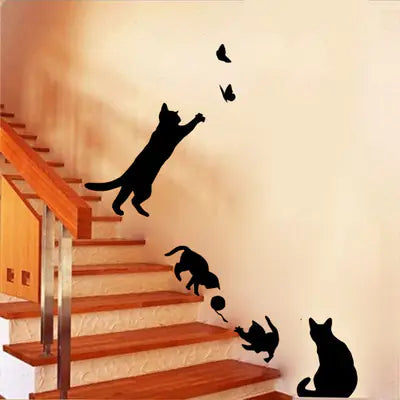 Cat Wall Stickers – Playful 3D Cartoon Decor