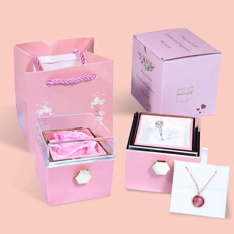 Coffret cadeau rotatif en forme de rose pour savon, boîte d'emballage créative pour bijoux