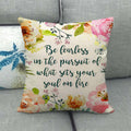 Watercolor Rose Inspirational Word Linen Cushion Cover