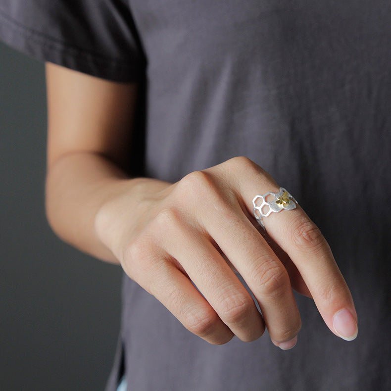 Beehive Ring, Women's Jewelry, Honeycomb Design - Trendy Home Mart