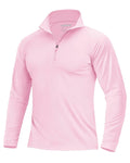 Boladeci UPF 50 Mens Long Sleeve Shirt Quarter Zip Sweater Men Uv Sun Protection Clothing Men Pink Shirt T-Shirt Homme Mock Neck Running Athletic SPF Golf Shirt Men Chandail Uv Homme Lightweight - Trendy Home Mart