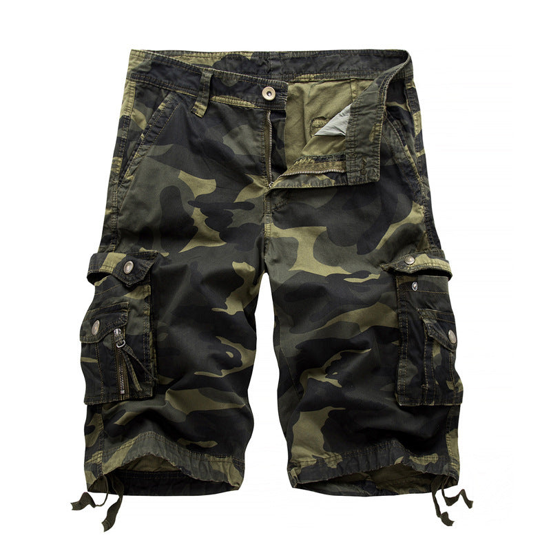 Camo Print Knee-Length Cargo Shorts