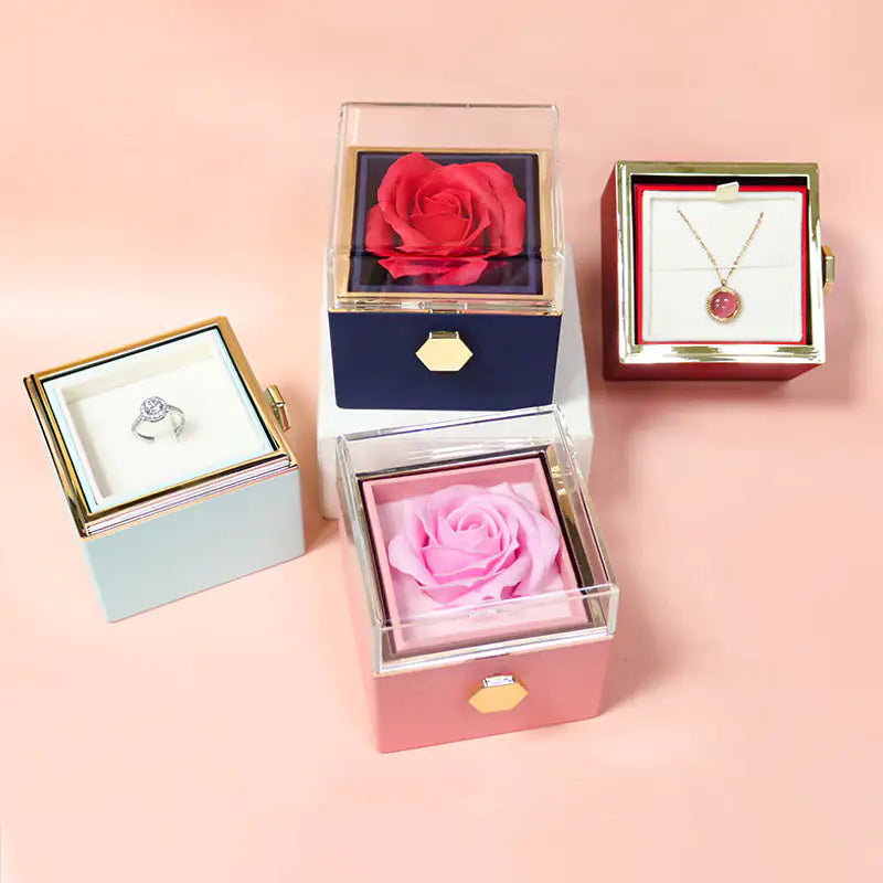 Coffret cadeau rotatif en forme de rose pour savon, boîte d'emballage créative pour bijoux