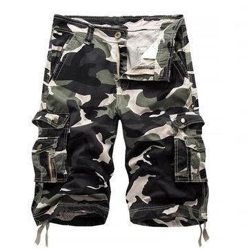 Camo Print Knee-Length Cargo Shorts - Trendy Home Mart