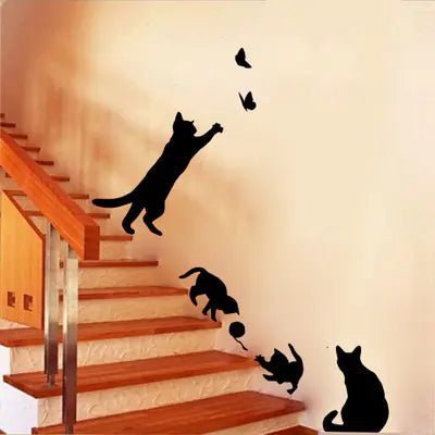 Cat Wall Stickers – Playful 3D Cartoon Decor - Trendy Home Mart