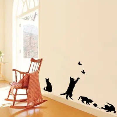 Cat Wall Stickers – Playful 3D Cartoon Decor - Trendy Home Mart