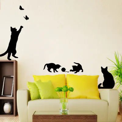Cat Wall Stickers – Playful 3D Cartoon Decor - Trendy Home Mart