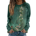 Crewneck Sweatshirts Women Womens Sweatshirts Sweatshirt for Womens Fashion Long Sleeve Crewneck Basics Tops Floral Print Trendy Cute Clothing Sherpa Overalls Women Dark Green XL