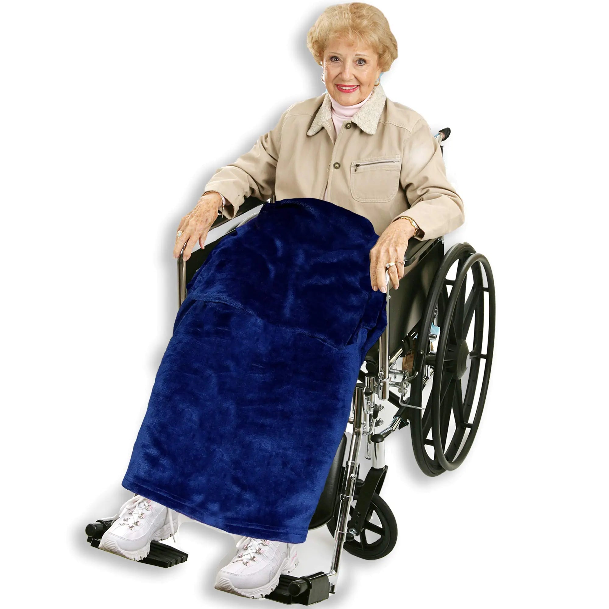 Classy Pal Wheelchair Blanket – Fleece Travel Wrap (Navy Blue) - Trendy Home Mart