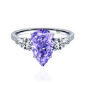 Drop - Shaped Diamond Ring in Sterling Silver – Purple, White & Yellow Options - Trendy Home Mart