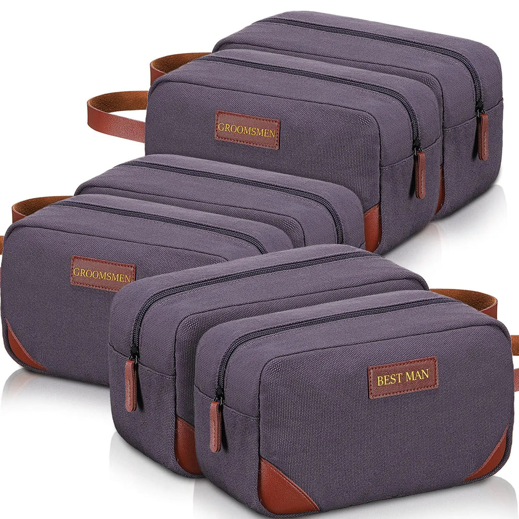 Eccliy Groomsmen Gift Set – 6 Toiletry Bags for Men (Gray) - Trendy Home Mart