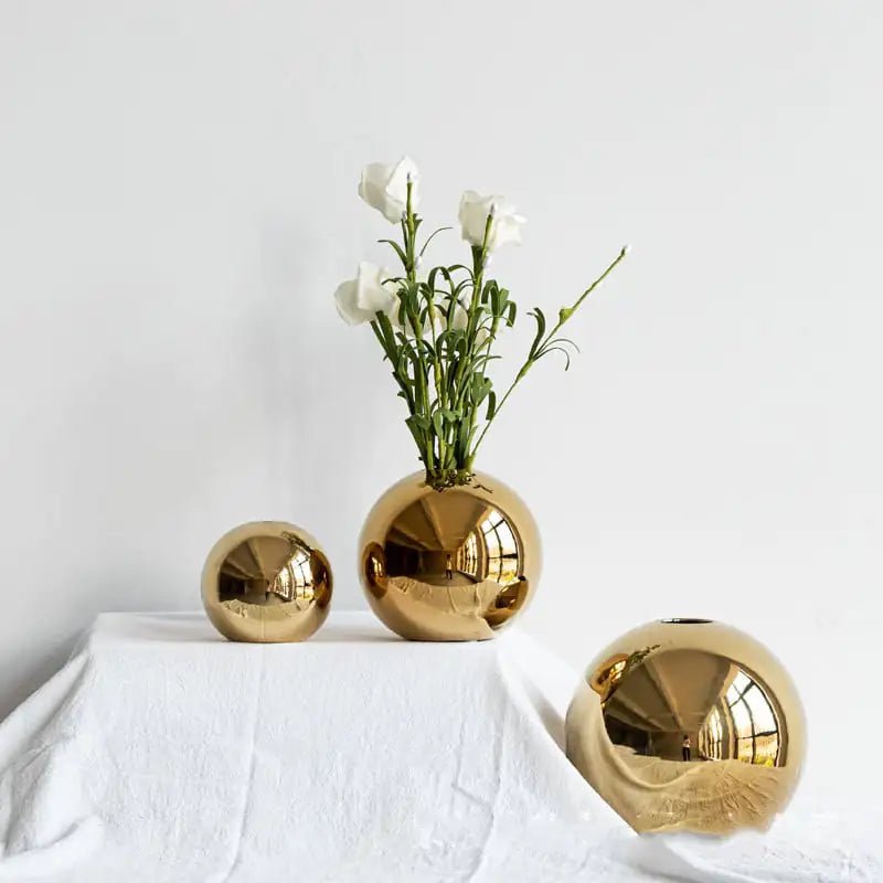 Electroplated Ceramic Gold Vase – Luxury Handmade Decor - Trendy Home Mart