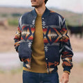 Geometric Pattern Stand Collar Cardigan Jacket - Trendy Home Mart