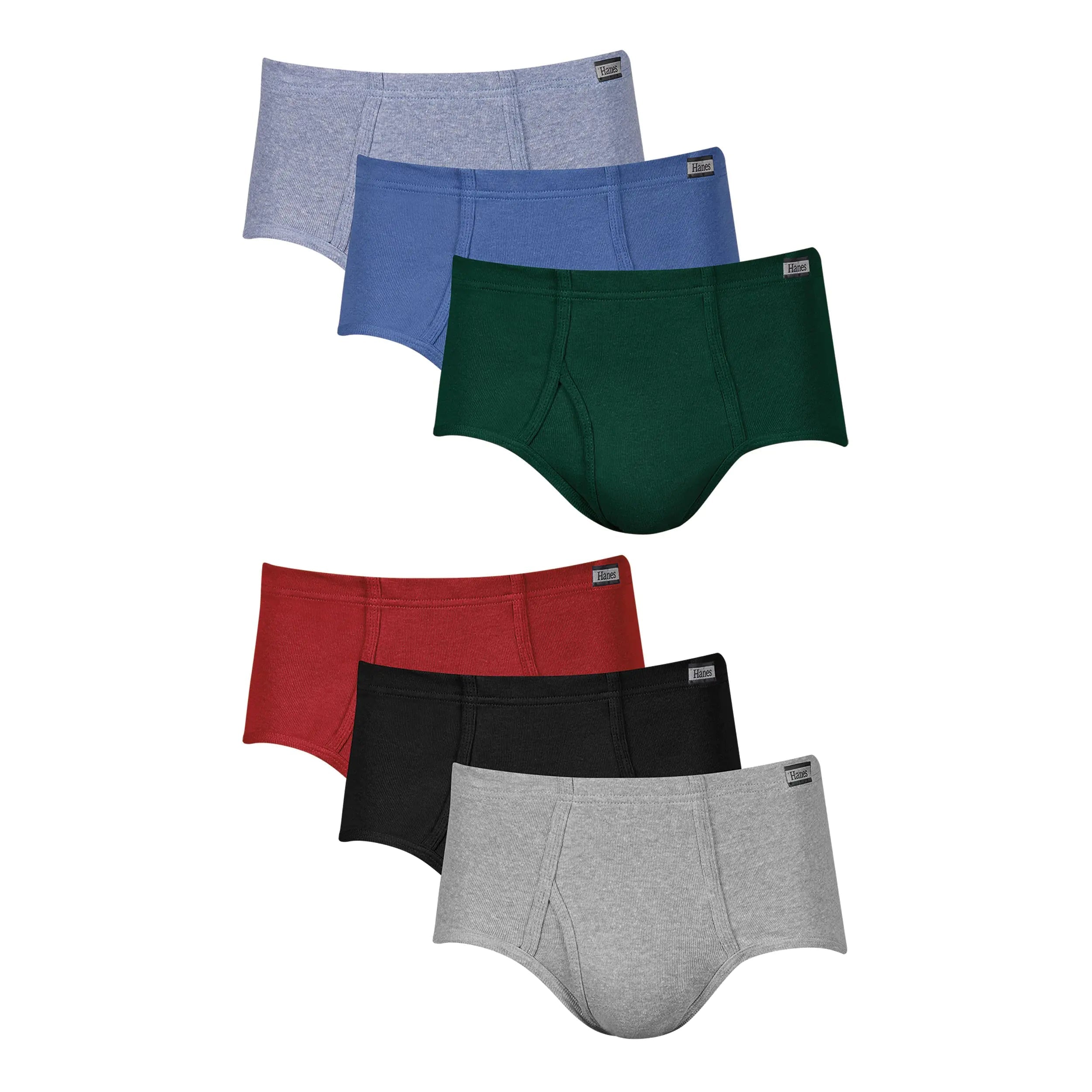 Hanes Men's Underwear Briefs, Mid - Rise, Moisture - Wicking, 6 - Pack X - Large Assorted Solids 6 - pack - Trendy Home Mart
