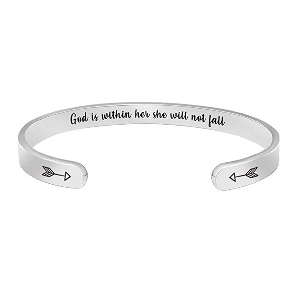 Inspirational C-Shaped Stainless Steel Bracelet - Trendy Home Mart