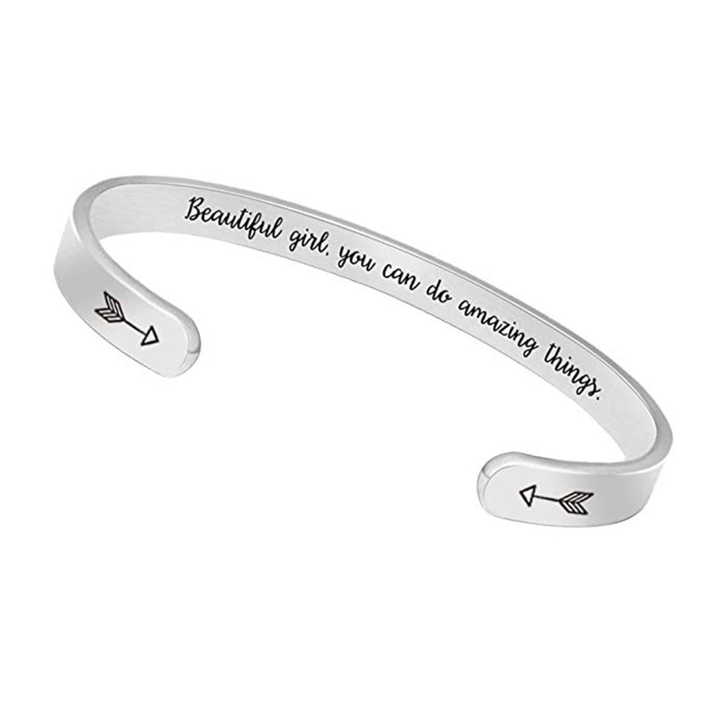 Inspirational C-Shaped Stainless Steel Bracelet - Trendy Home Mart