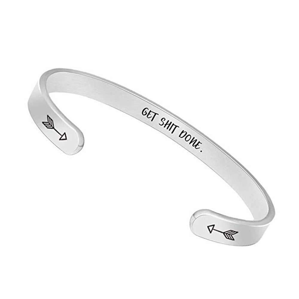 Inspirational C-Shaped Stainless Steel Bracelet - Trendy Home Mart