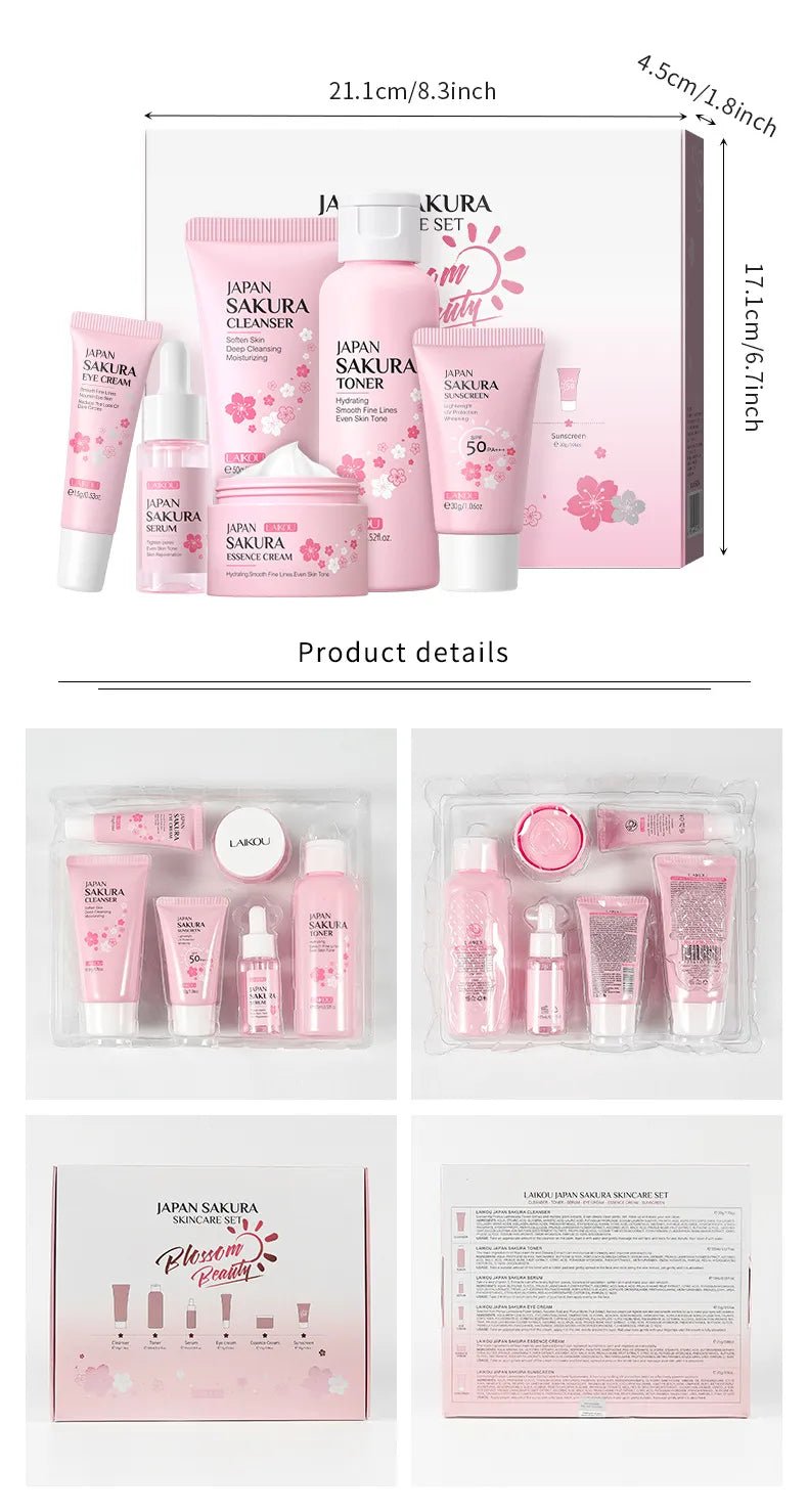 Japan Sakura Skin Care Set – 6 - Piece Travel - Friendly Kit - Trendy Home Mart