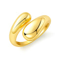 Lcherry Chunky Gold Dome & Teardrop Stackable Ring – 18K Gold Plated Statement Band - Trendy Home Mart