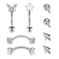 Longita Internally Threaded Rook Piercing Jewelry Rook Jewelry Rook Earrings Eyebrow Piercing Jewelry Eyebrow Rings Vertical Labret Lip Jewelry 16g Curved Barbell Piercing Jewelry 8mm 10mm Silver - Trendy Home Mart
