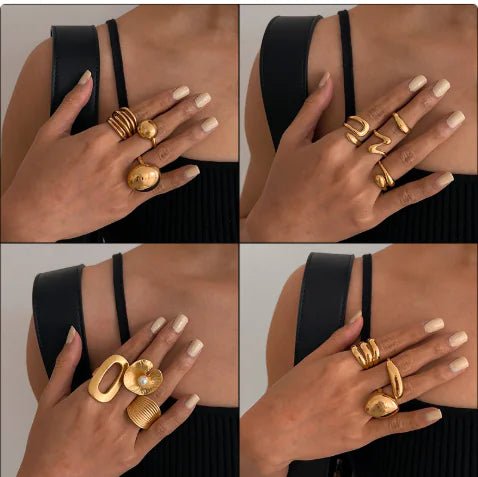 Luna Rings – Irregular Artisan - Inspired Stackable Bands - Trendy Home Mart